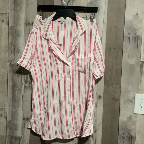 LOFT Pink Flare Striped Pajama Set Small Shorts/ Medium Shirt NEW - Picture 8 of 10